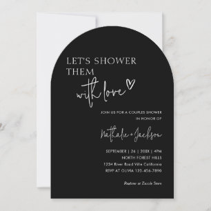Arch Couple Let's Shower Them Black Bridal Invitation