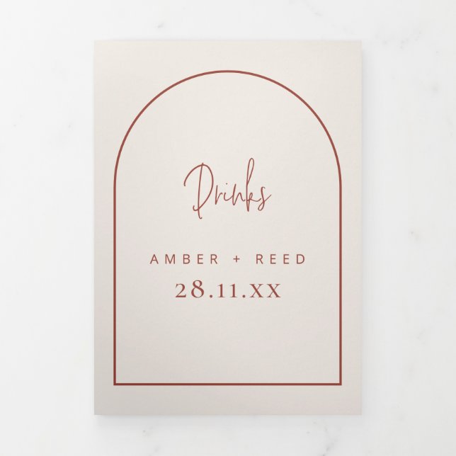 Arch Cream & Terracotta Drinks Menu for Wedding (Cover)
