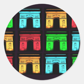 Arch De Triumph Collage Classic Round Sticker