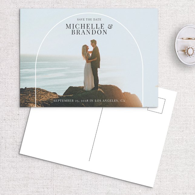 Arch Detail Full Photo Sophisticated Save the Date Announcement Postcard (Creator Uploaded)