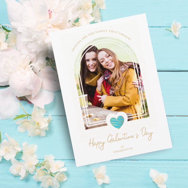 Arch Effect Blue Heart Friends Happy Galentine Card (Creator Uploaded)