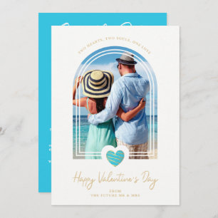 Arch Effect Blue Heart Happy Valentine's Day Save The Date