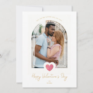 Arch Effect Pink Heart Happy Valentine's Day Photo Card