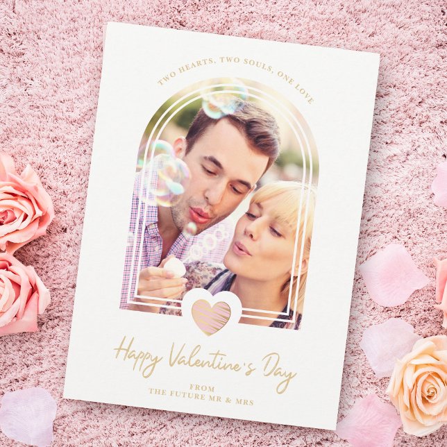 Arch Effect Pink Heart Happy Valentine's Day Photo Save The Date (Creator Uploaded)