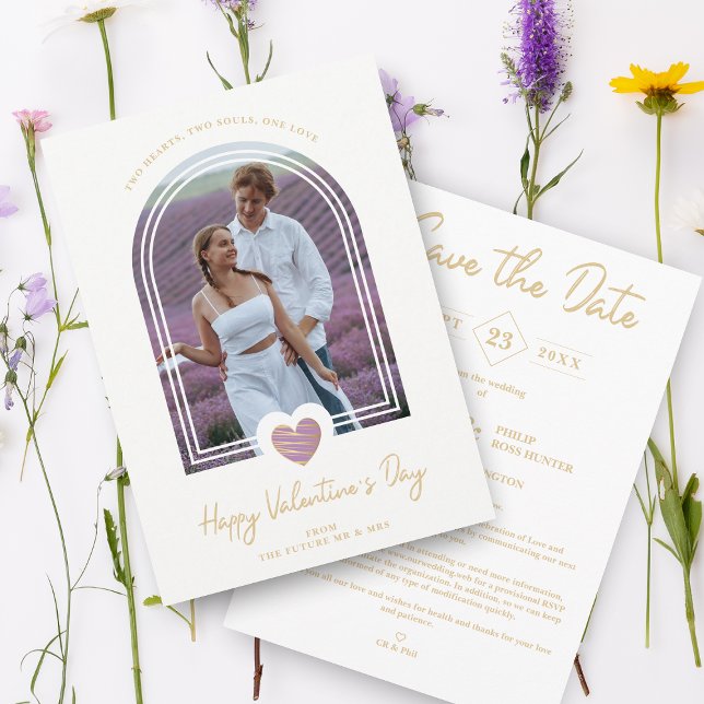 Arch Effect Purple Heart Happy Valentine's Day Save The Date (Creator Uploaded)