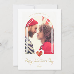 Arch Effect Red Heart Happy Valentine's Day Photo Card
