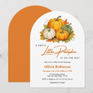 Arch Fall Autumn A Little Pumpkin Baby Shower Invitation