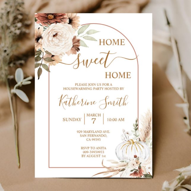  Arch Flora Boho Pumpkin Housewarming Party Invitation (Creator Uploaded)