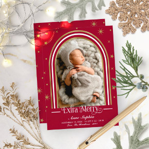 Arch Frame Extra Merry Birth Announcement