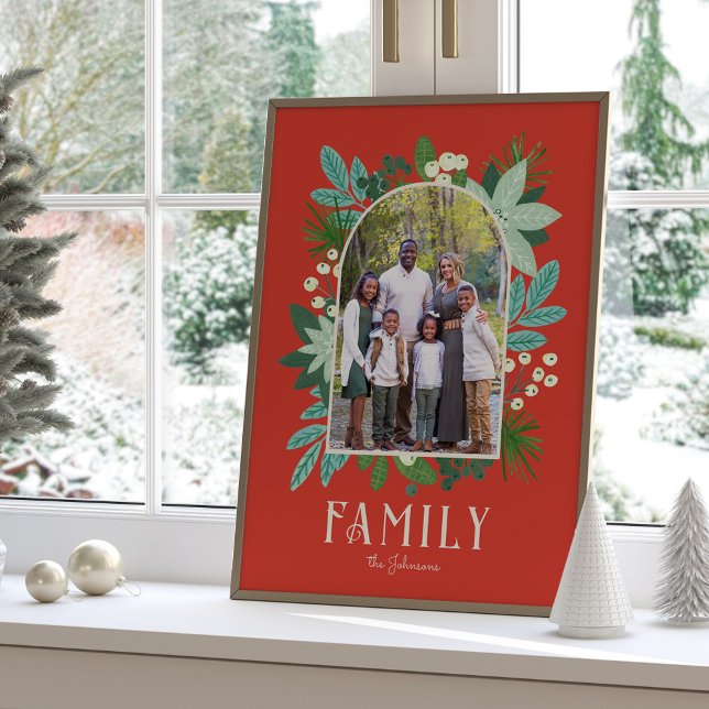 Arch Frame Floral Merry Christmas Photo Poster (Arch Frame Floral Merry Christmas Photo Poster)