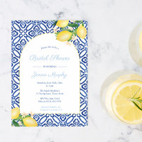 Arch Frame Italian Lemons Blue Tiles Bridal Shower