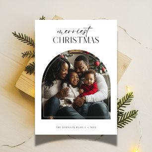 Arch Frame Script Merriest Christmas Kids Photo Holiday Card