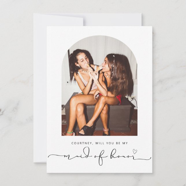 Arch frame will you be my maid of honour card (Front)
