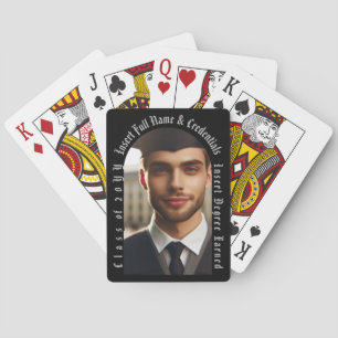 Arch Graduate Photo, Silver and Black Graduation Playing Cards