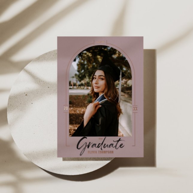 Arch Graduation Announcement  Rose Foil Invitation (Creator Uploaded)