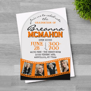 Arch Graduation Photo Filmstrip Orange Frosted Acrylic Invitations