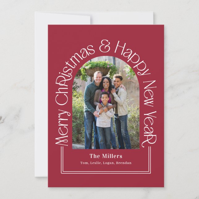 Arch Greeting Editable Colour Holiday Card (Front)