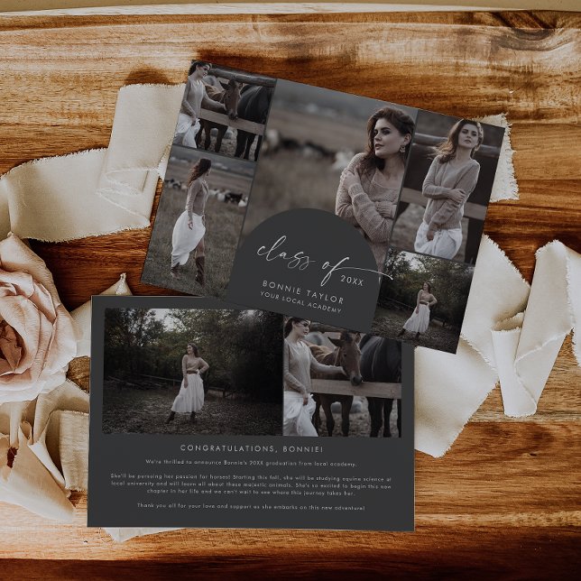 Arch | Grey Class of 2024 Multi Photo Graduation Announcement (Creator Uploaded)