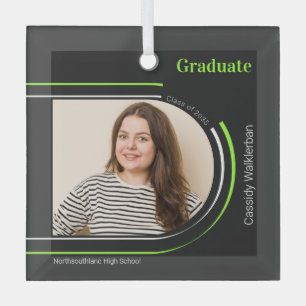 Arch Grey Green Photo Graduation Glass Tree Decoration