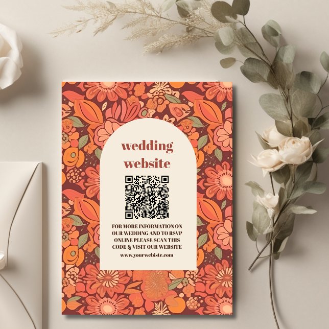 Arch Groovy Retro 70s Floral Wedding Enclosure Card (Creator Uploaded)