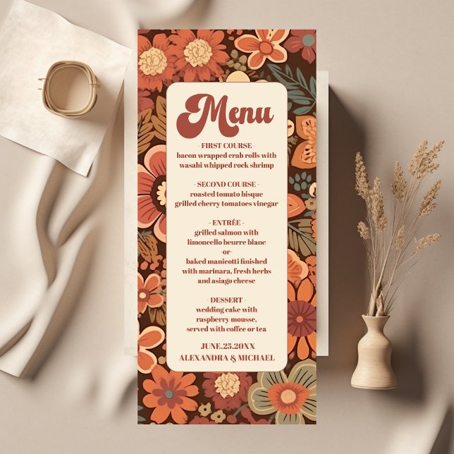Arch Groovy Retro 70s Floral Wedding Menu (Creator Uploaded)
