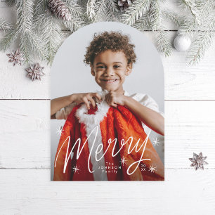 Arch Hand Lettered Merry Starry Holiday Photo Card