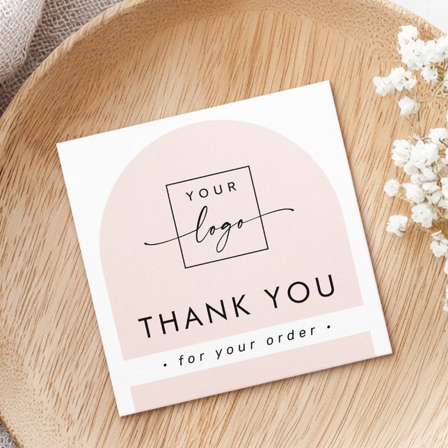 Arch light blush pink business thank you insert (Light blush pink arch business thank you insert card)