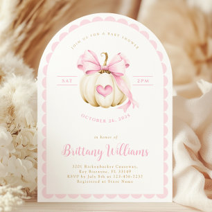 Arch Little Pumpkin Girl Baby Shower Invitation