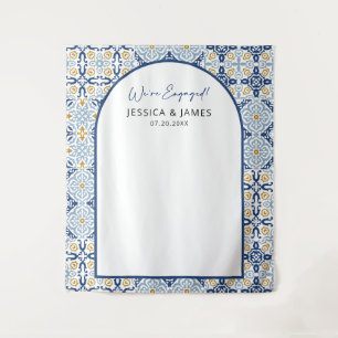 Arch Mediterranean Tile Engagement Photo Backdrop Tapestry