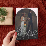 Arch Merry and Married Hand-Lettering Photo Card<br><div class="desc">Original hand-lettering over full bleed photo; backer colour is editable or add more photos and text. Die cut optional</div>