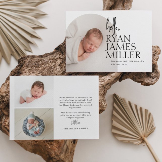 Arch Minimal Modern Baby Photo Birth Announcement (Creator Uploaded)