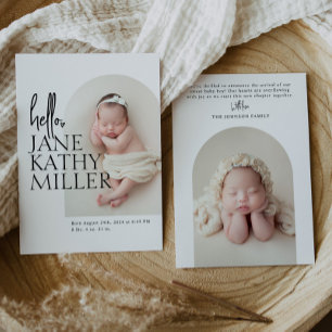 Arch Minimal Modern Baby Photo Birth Announcement