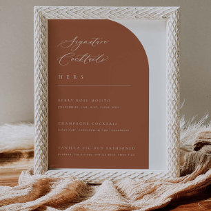 Arch Minimal Signature Cocktails Wedding Bar Menu Poster