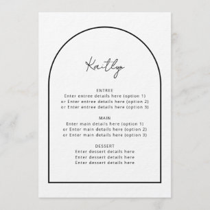 Arch Minimalist Simple Guest Name Wedding Menu