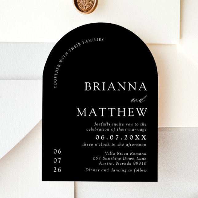 Arch Modern Black & White Minimalist Wedding Invitation (Creator Uploaded)