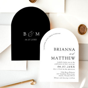 Arch Modern Black & White Minimalist Wedding Invitation