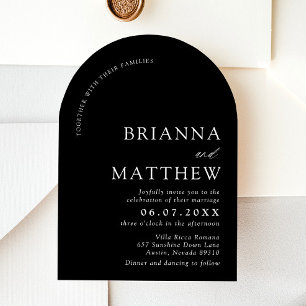 Arch Modern Black & White Minimalist Wedding Invitation