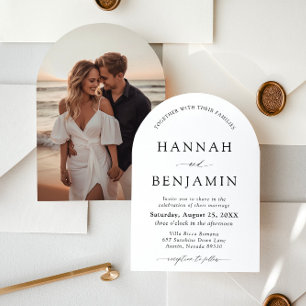 Arch Modern Black & White Minimalist Wedding Invitation