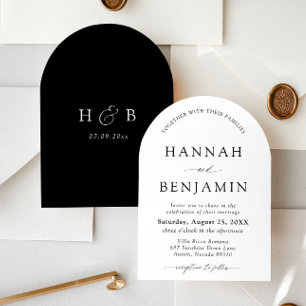 Arch Modern Black & White Minimalist Wedding Invitation