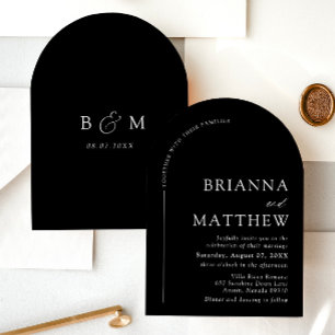 Arch Modern Black & White Minimalist Wedding Invitation