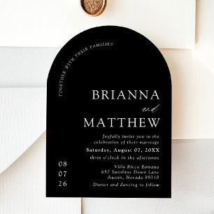Arch Modern Black & White Minimalist Wedding Invitation