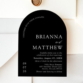 Arch Modern Black & White Minimalist Wedding Invitation