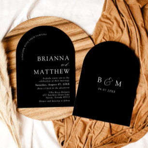 Arch Modern Black & White Minimalist Wedding Invitation