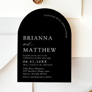 Arch Modern Black & White Minimalist Wedding Invitation