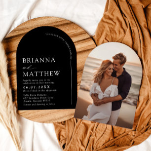 Arch Modern Black & White Minimalist Wedding Invitation