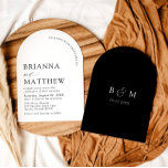 Arch Modern Black & White Minimalist Wedding Invitation<br><div class="desc">An elegant and stylish wedding invitation design featuring a modern arch layout in a sleek black and white minimalist theme. The invitation showcases clean lines and a sophisticated typography layout, using bold sans-serif fonts paired with subtle script accents. The arch serves as the centerpiece, with key wedding details such as...</div>