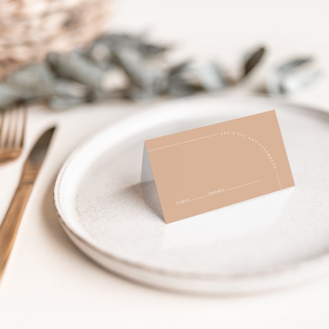 Arch Modern Minimalist Tan Boho Wedding Guest Place Card (Creator Uploaded)
