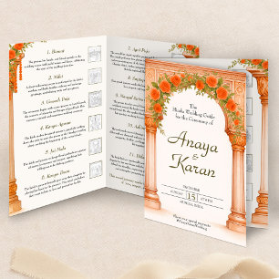 Arch of Orange Roses Hindu Wedding Program  Flyer