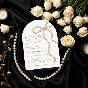 Arch Pearl Bow She's Tying the Knot Bridal Shower Invitation