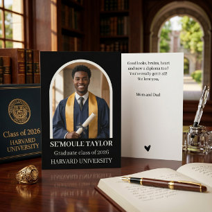 Arch Photo African American Graduate Modern Black Card